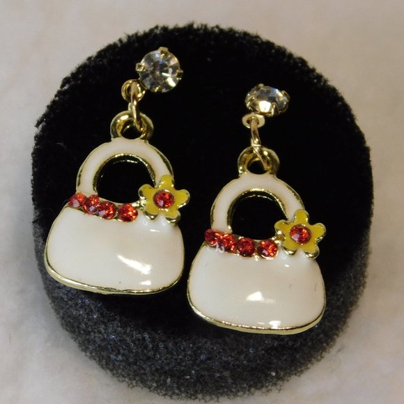 Purse Earrings Gold Tone - Picture 3 of 10
